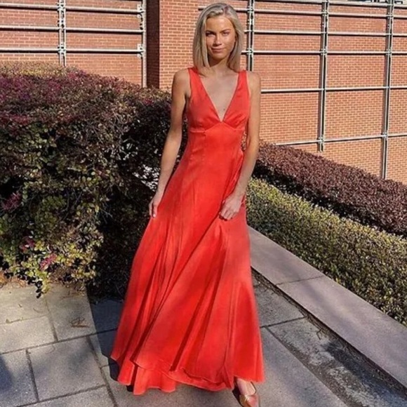 Antonio Melani Davina Size 0 NWT Mandarin Orange Sleeveless Low Back Gown - Picture 3 of 13